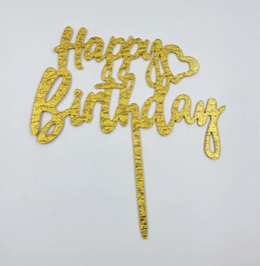 CAKE TOPPER "HAPPY BIRTHDAY" GOLD 1PC.