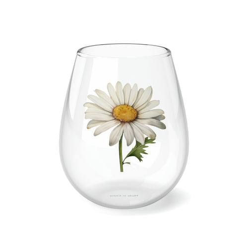 Gift Mug, Bridesmaid Flower Collection, Daisy, Stemless Wine Glass,  Bridesmaid Gift, Friend Gift, 11.75oz, Popular, Best Seller