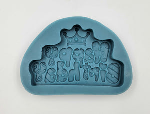 SILICONE MOLD HAPPY BIRTHDAY WITH CROWN