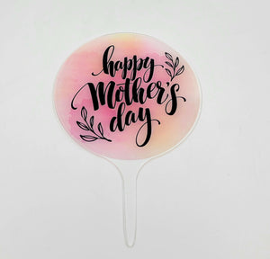 CAKE TOPPER "HAPPY MOTHER'S DAY" PINK/BLACK 1PC.