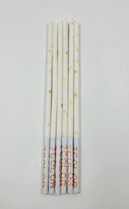 CANDLES WHITE WITH GOLD SPLASH 6PC.