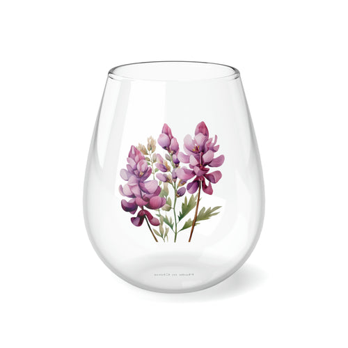 Gift Mug, Bridesmaid Flower Collection, Lupin, Stemless Wine Glass,  Bridesmaid gift, Friend gift, 11.75oz, Popular, Best Seller