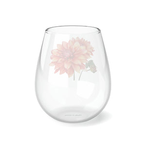 Gift Mug, Bridesmaid Flower Collection, Dalhia Stemless Wine Glass,  Bridesmaid Gift, Friend Gift, 11.75oz, Popular, Best Seller