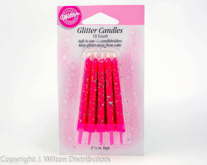 PINK GLITTER CANDLES 10PC
