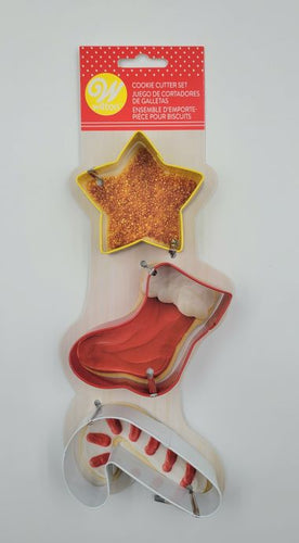 COOKIE CUTTER SET STAR, STOCKING, CANDY CANE 3PC.