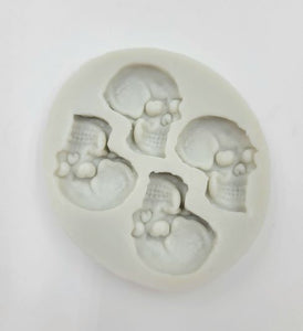 SILICONE MOLD SKULL 4 CAVITY APPROX. 1" 1PC.