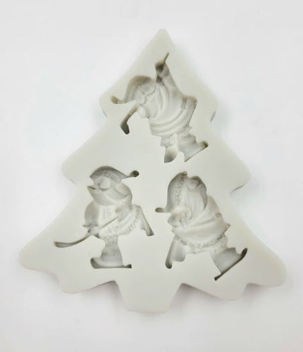 SILICONE MOLD SKATING SANTA 3 CAVITY APPROX. 1.5