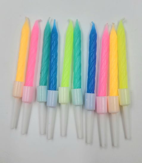 BIRTHDAY CANDLE ROUNDED 10PC. PASTEL