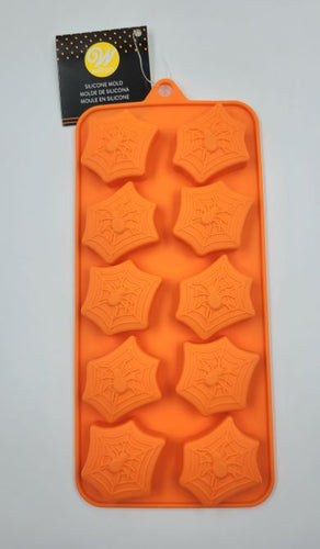 SILICONE CANDY MOLD HALLOWEEN SPIDERWEB 10 CAVITY 1PC.