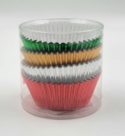 BAKING CUP STND XMAS FOIL ASSORTED TUBE 48PC.