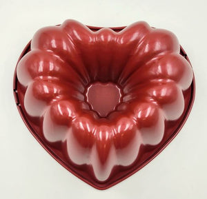 CAKE PAN FLUTED TUBE 8" HEART RED
