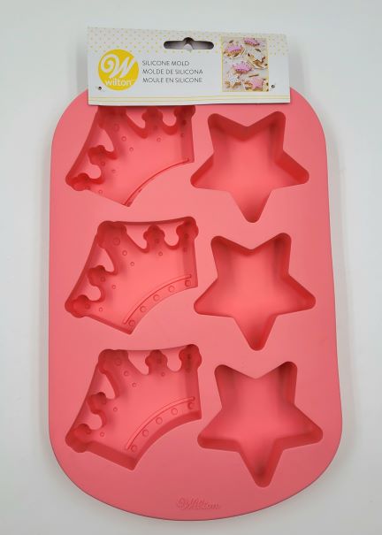 SILICONE TREAT MOLD 6CAV STAR AND CROWN