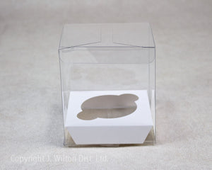CUPCAKE BOX SINGLE CLEAR w/ WHITE INSERT 5PC.
