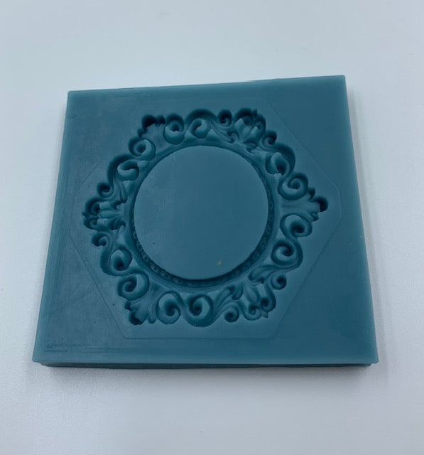 SILICONE MOLD ELEGANT FRAME ROUND APPROX. 1.5