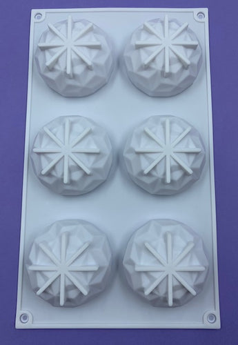 SILICONE MOUSSE MOLD MINI GEOMETRIC ROUND 6CAVITY APPROX. 2.75