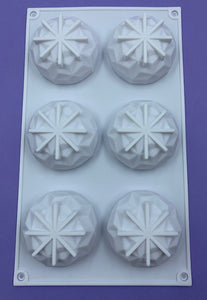 SILICONE MOUSSE MOLD MINI GEOMETRIC ROUND 6CAVITY APPROX. 2.75" 1PC.