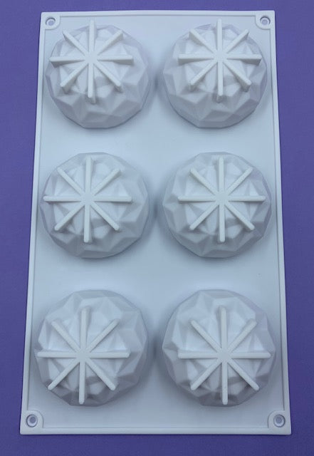 SILICONE MOUSSE MOLD MINI GEOMETRIC ROUND 6CAVITY APPROX. 2.75