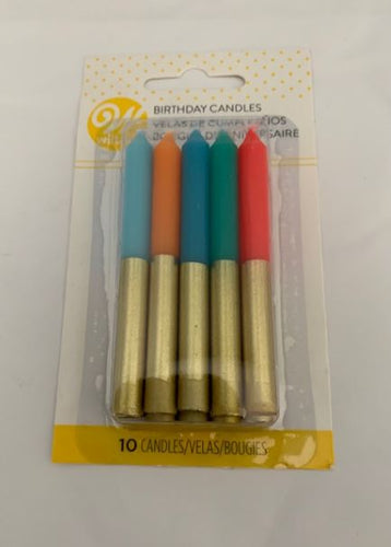 CANDLES 10PC. GOLD DIPPED ASSORTED
