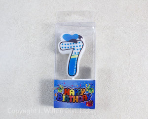 NUMERAL CANDLE "7" BLUE