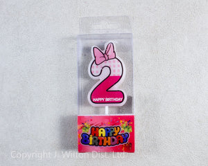 NUMERAL CANDLE "2" PINK