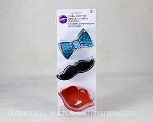 COOKIE CUTTER SET 3PC. BOW/LIPS/MUSTACHES