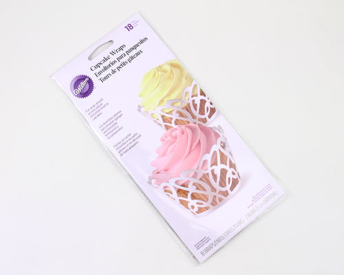 CUPCAKE WRAPS WHITE SWIRLS 18 COUNT
