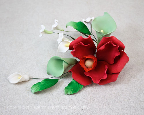 CALLA LILY & ROSE SPRAY- MAGENTA
