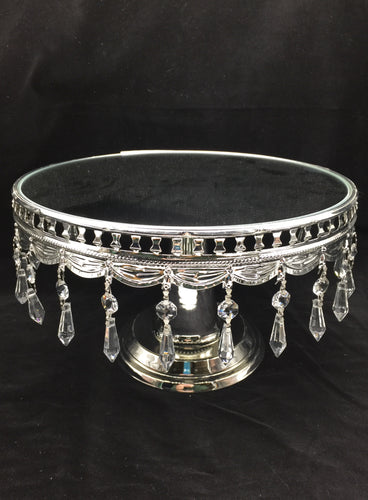 Cake Stand Round w/ Beads Modern-Classic Silver