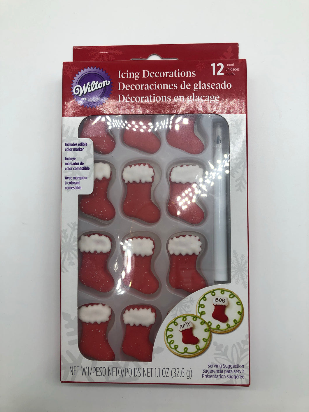 ROYAL ICING DECORATIONS W/ MARKER 13pc. XMAS STOCKINGS