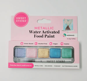EDIBLE FOOD PAINT WATER ACTIVATED 5 COLOURS METALLIC